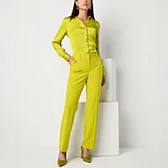 NWT Worthington Golden Lime Green High Rise Trouser Dress Pants Women's Size 6P - Picture 1 of 5